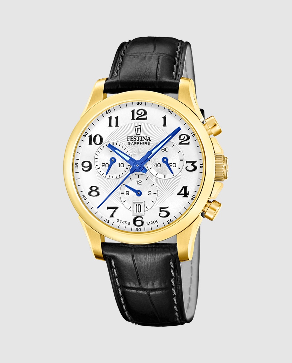 Relógio Analógico F20099 1s Swiss Made Special Edition de Pele em Preto Preto-1