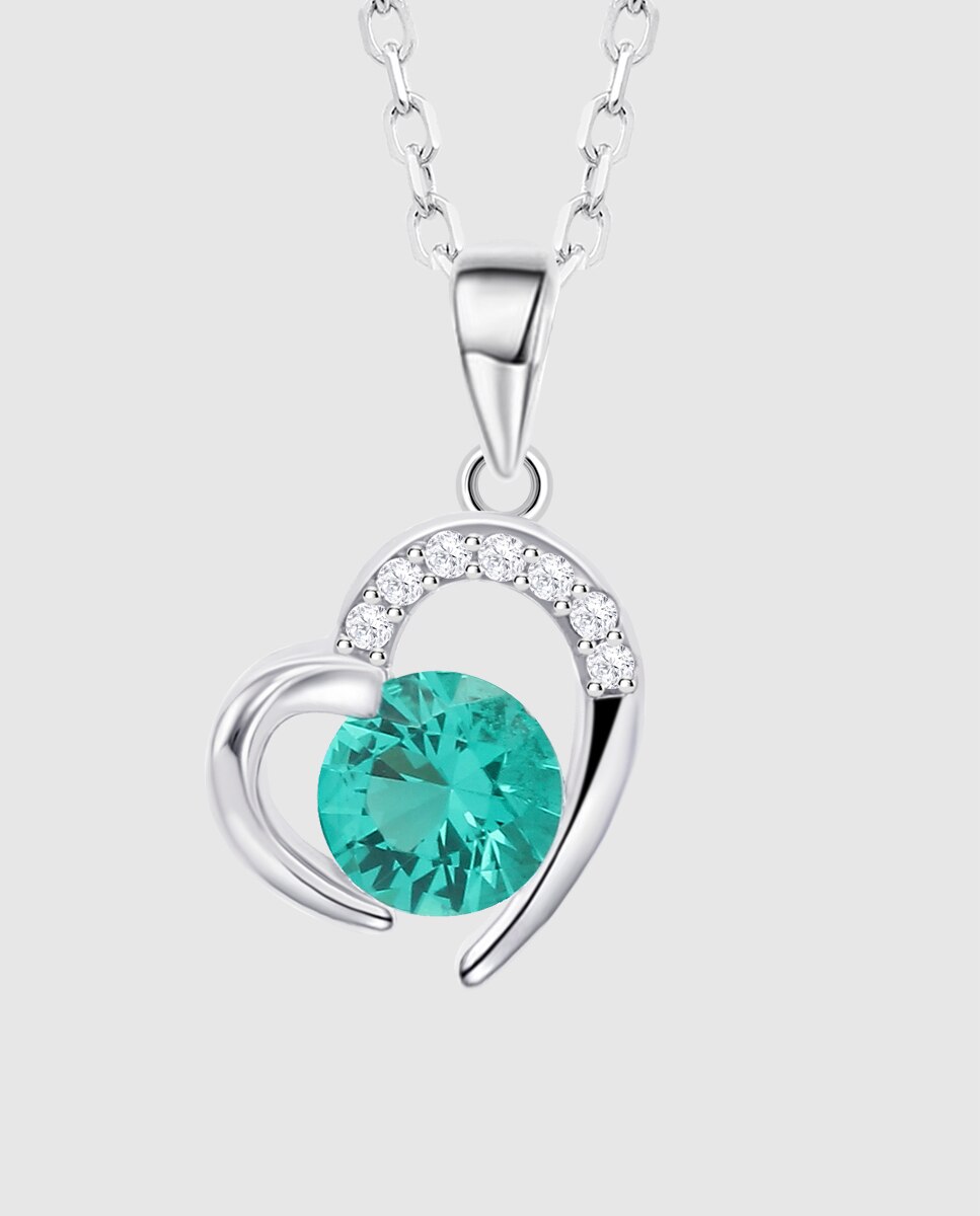 Colar Lotus Silver Lp3106-1/5 Colors de Prata com Acabamento Brilhante e Zircónios com Motivo Coração Verde-2
