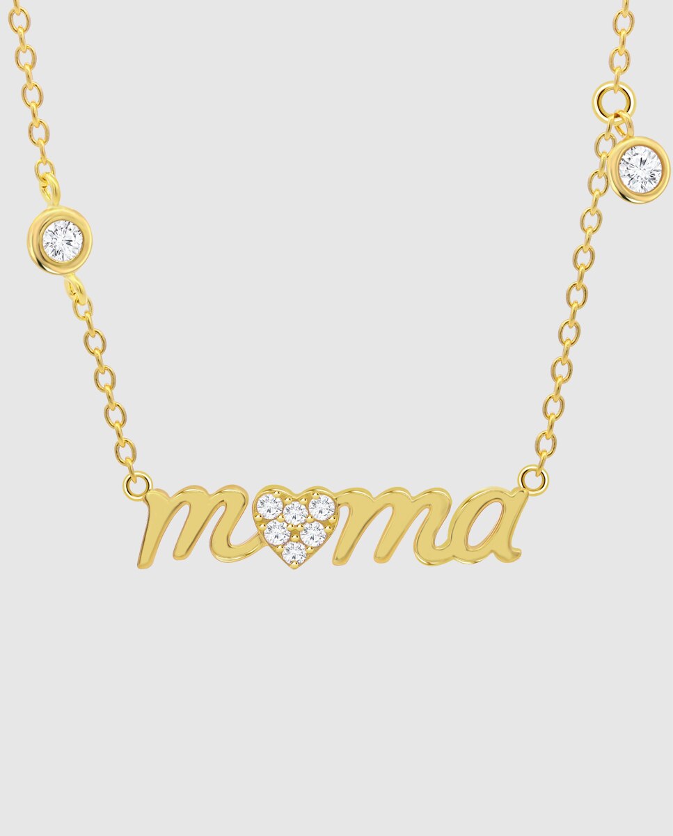 Colar Lotus Silver Lp3948-1/2 Mother's Love de Prata com Acabamento Brilhante e Motivo Mamã Ouro-2