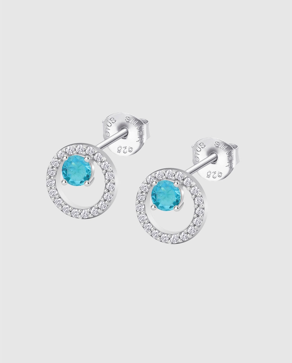 Brincos Lotus Silver Lp3080-4/4 Beyond Classics de Prata com Acabamento Brilhante e Zircónios Azul-1
