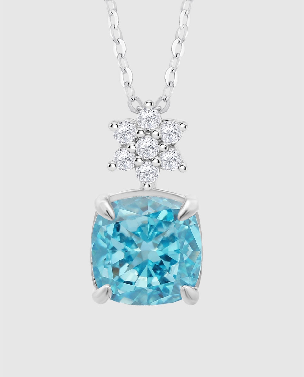 Colar Lotus Silver Lp3903-1/2 Colors de Prata com Acabamento Brilhante e Zirconita e Estrela Azul-2