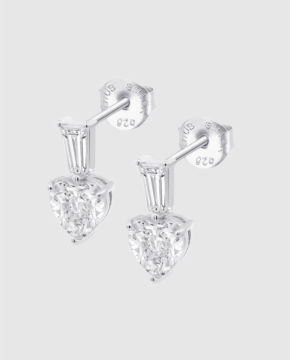Imagem 0 de Brincos Lotus Silver Lp3893-4/2 Colors de Prata com Acabamento Brilhante com Zircónios e Motivo Coração