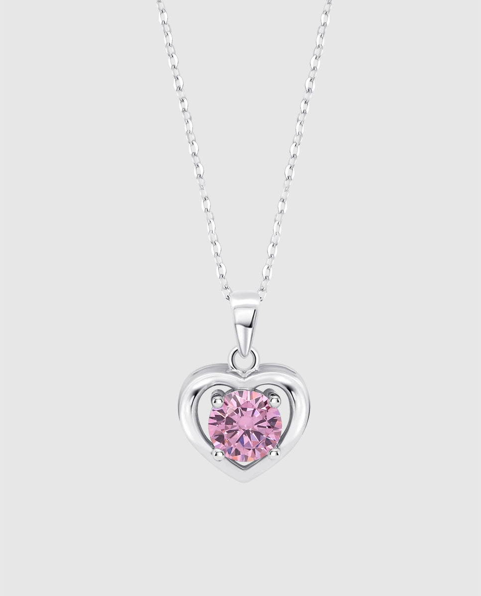 Colar Lotus Silver Lp3092-1/3 Moments de Prata com Acabamento Brilhante e Zircónios com Motivo Coração Rosa-1