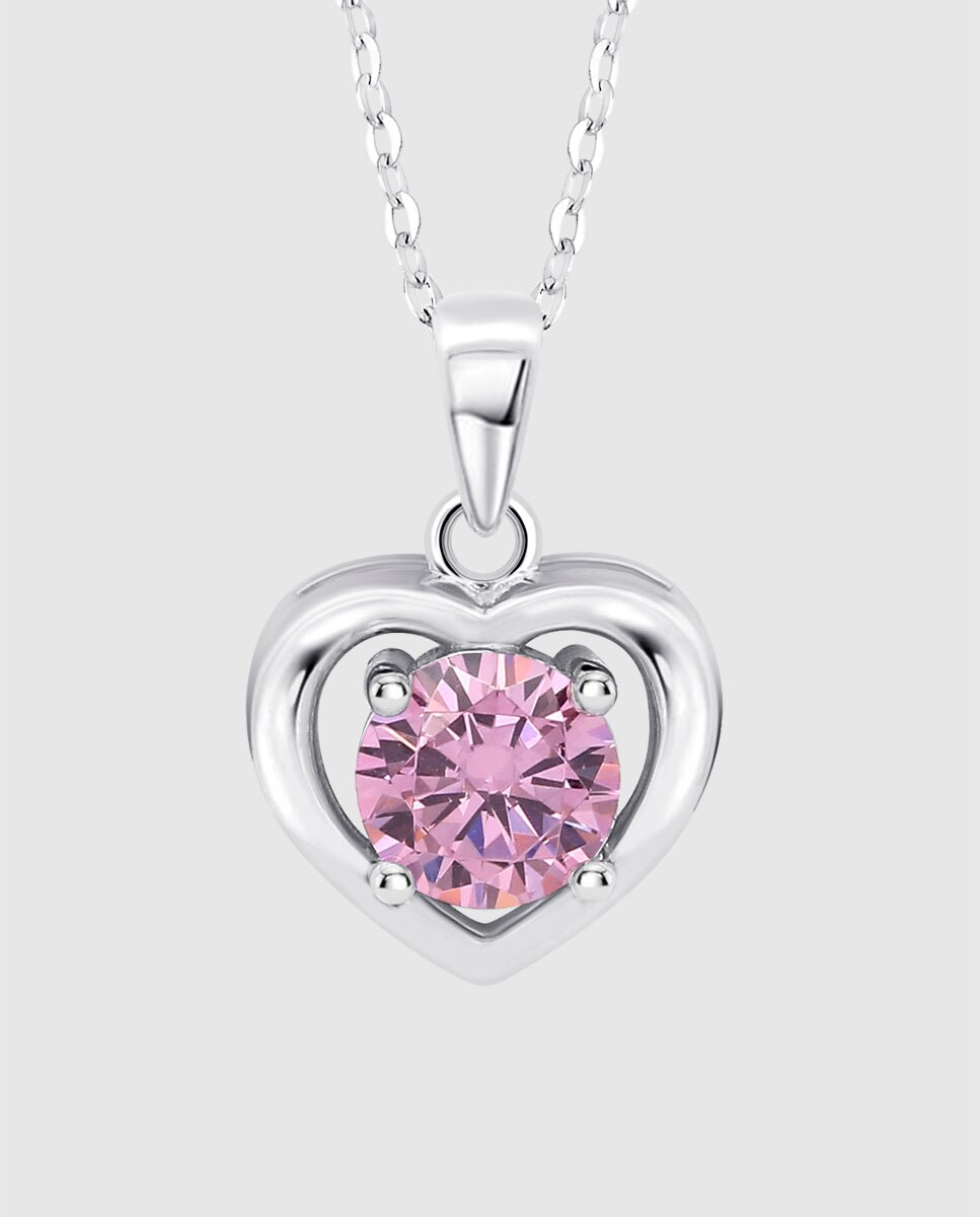 Colar Lotus Silver Lp3092-1/3 Moments de Prata com Acabamento Brilhante e Zircónios com Motivo Coração Rosa-2