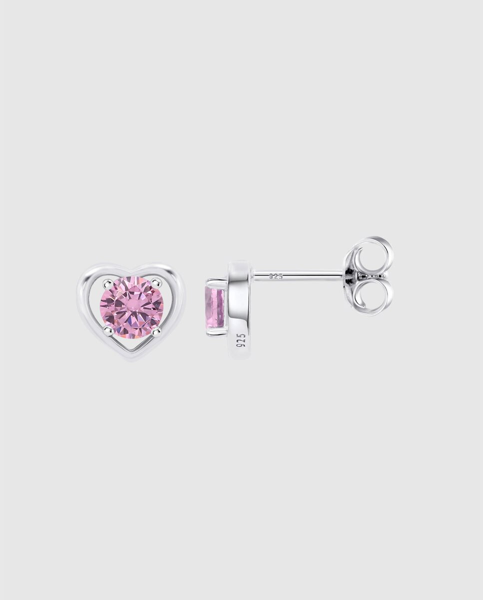 Brincos Lotus Silver Lp3092-4/3 Moments de Prata com Acabamento Brilhante e Zircónias e Motivo Coração Rosa-2