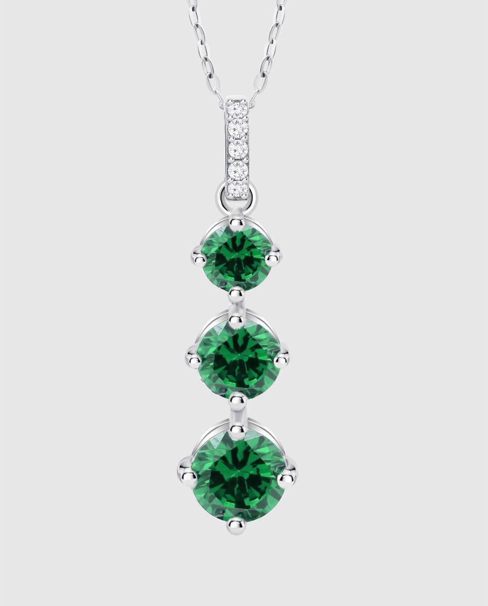 Colar Lotus Silver Lp3785-1 3 Colors de Prata com Acabamento Brilhante Verde-2