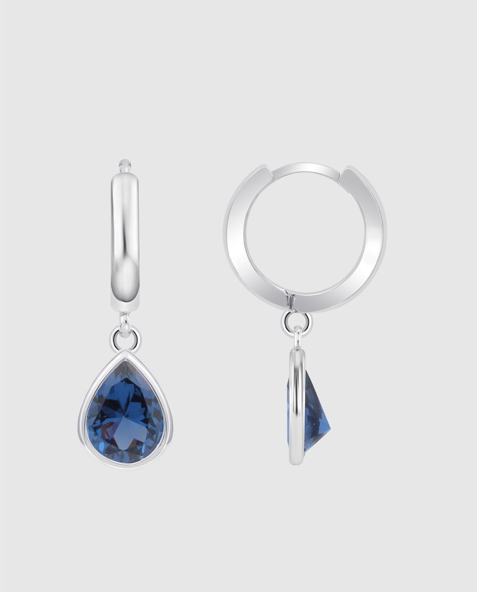 Brincos Lotus Silver Lp3563-4/6 Colors de Prata com Acabamento Brilhante e Zirconita e Motivo Geométrico Azul-2