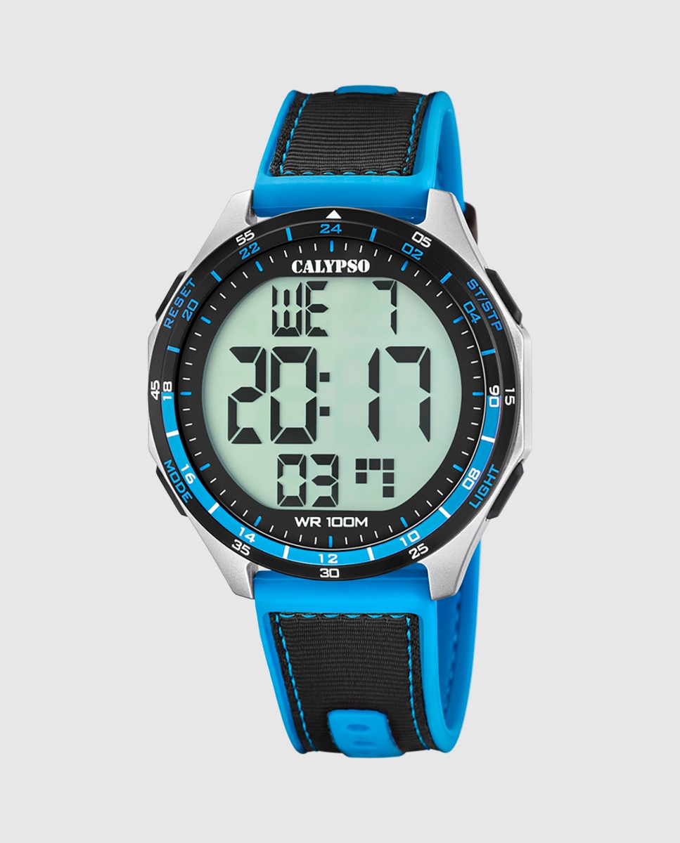 Relógio Digital K5887 3 For Man de Borracha em Preto Azul / Preto-1