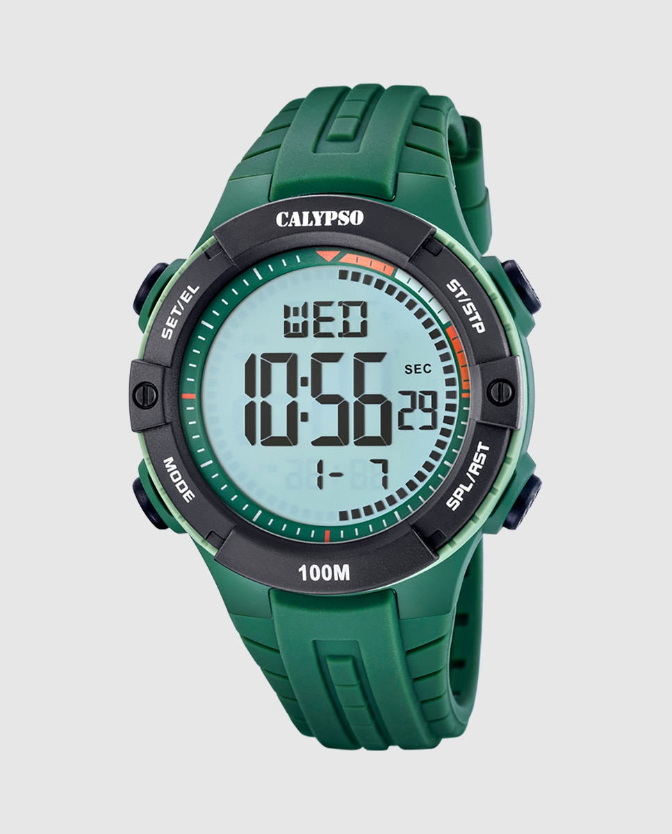 Relógio Digital K5884 2 For Man de Borracha em Verde Verde-1