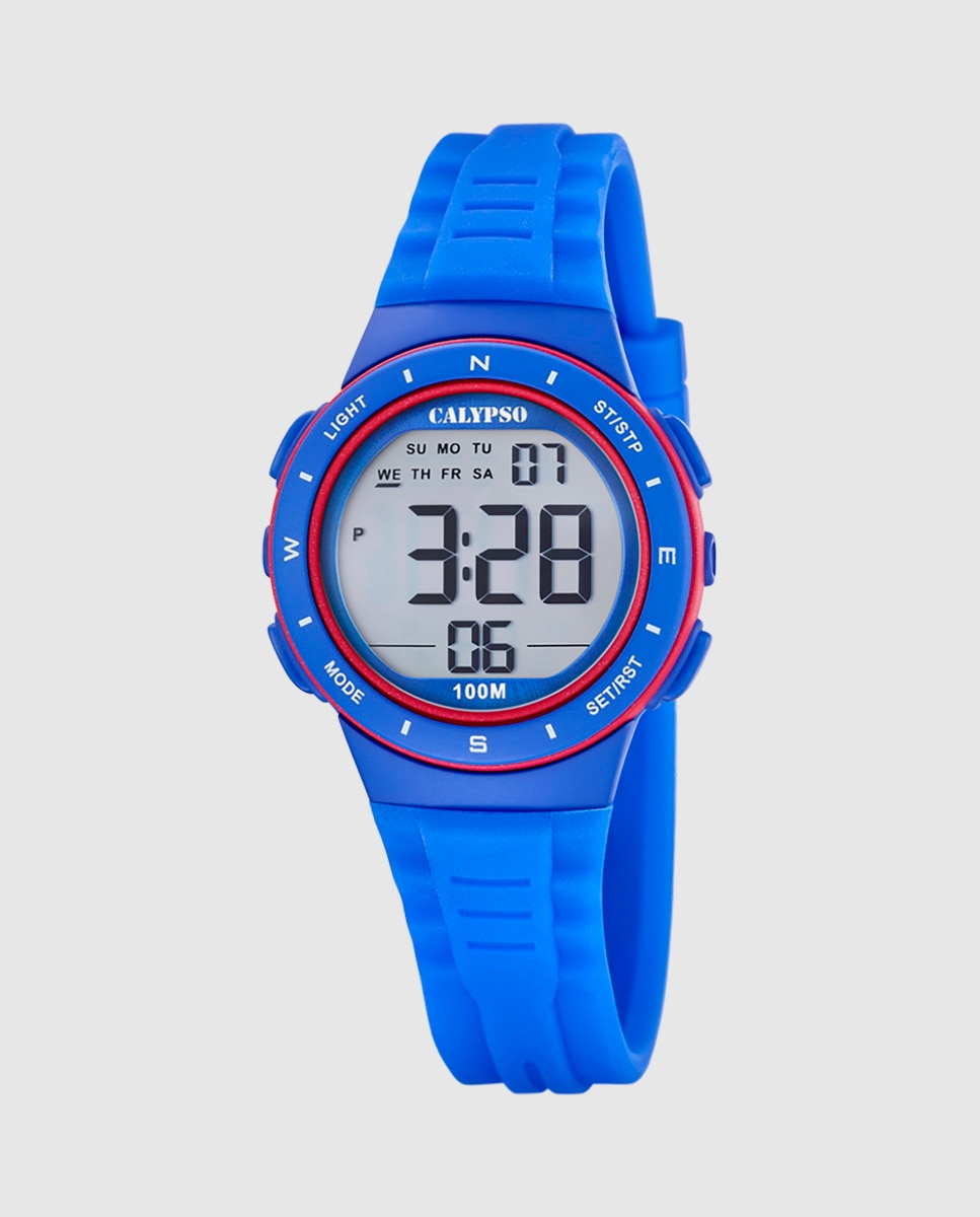 Relógio Digital K5885 2 Junior Collection de Borracha em Azul Azul-1