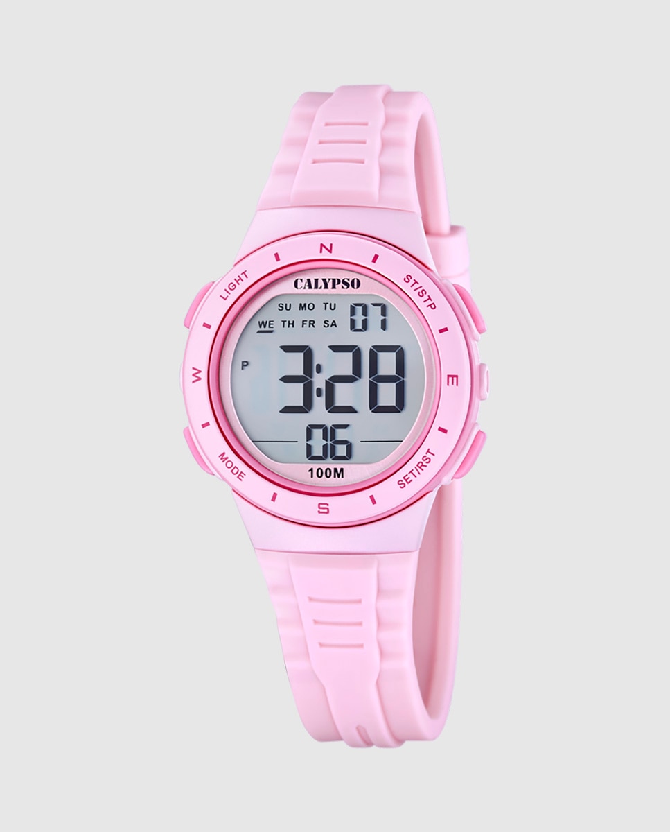 Relógio Digital K5885 1 Junior Collection de Borracha em Rosa Rosa-1