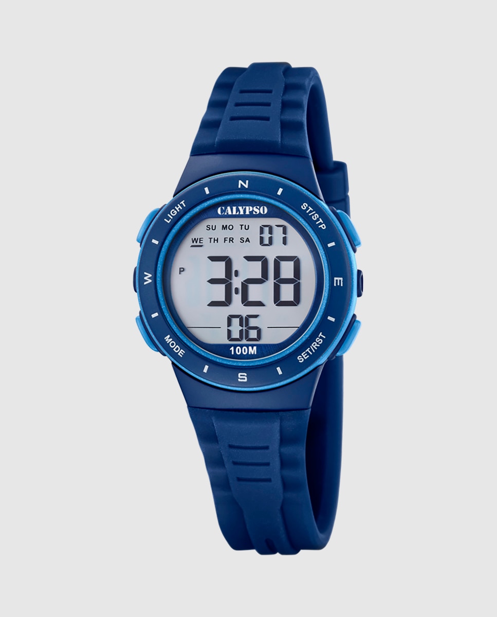 Relógio Digital K5885 3 Junior Collection de Borracha em Azul Azul-1