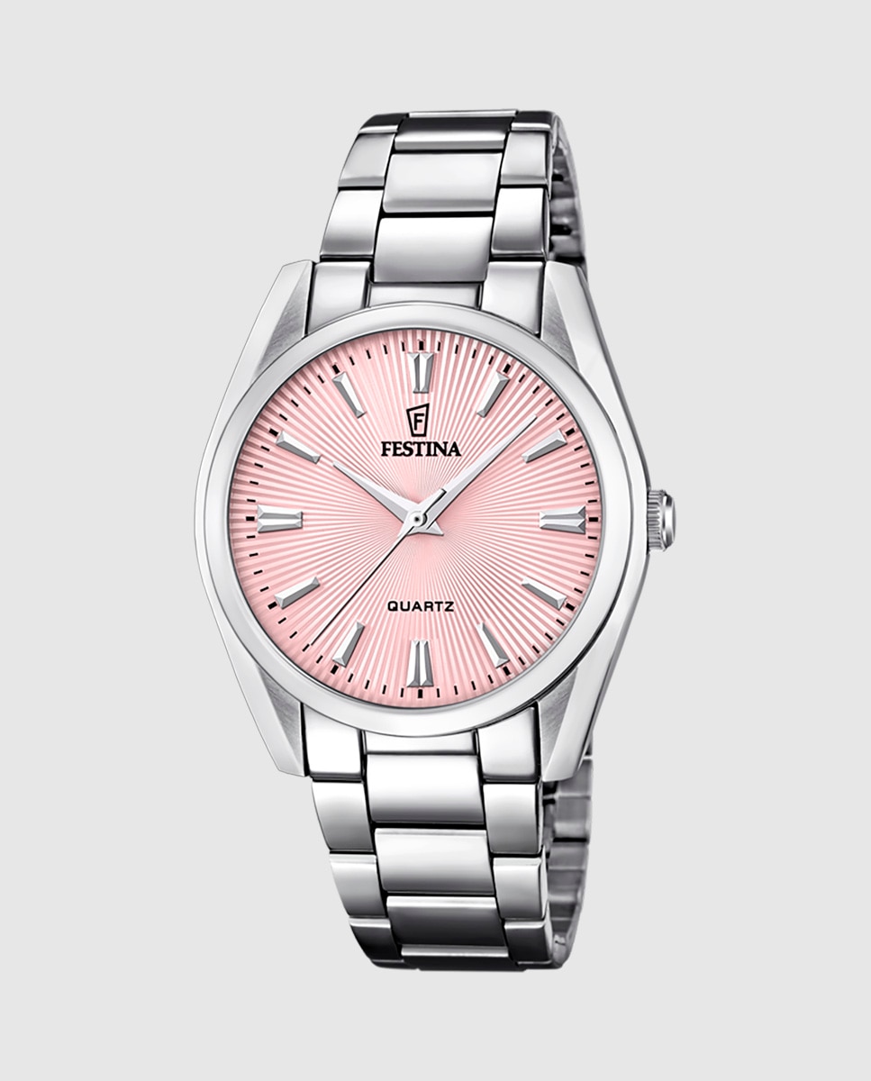 Relógio Analógico F20622 N Boyfriend de Aço Prateado Prata / Rosa-1