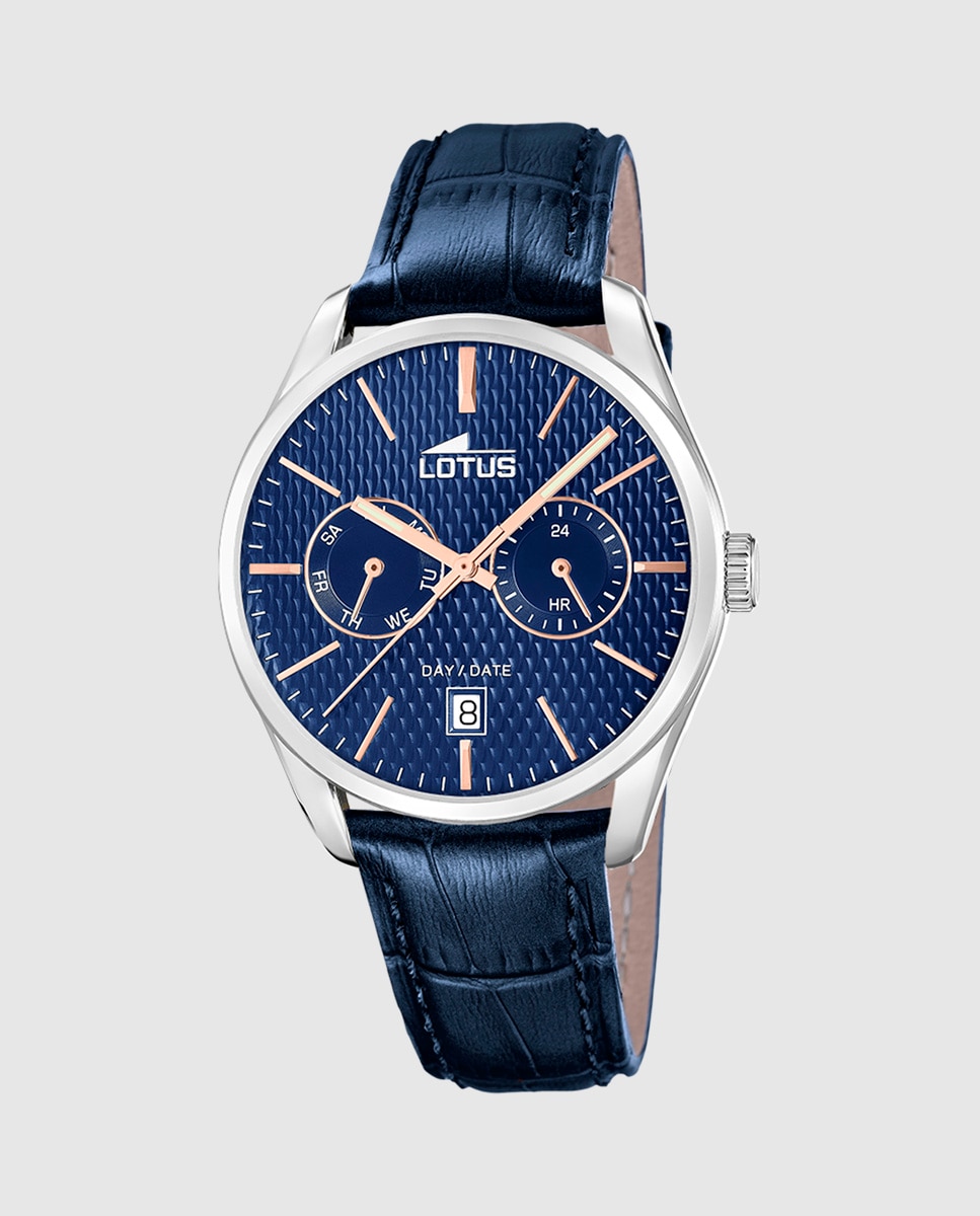 Relógio 19073 2 Multifunções de Pele em Azul Azul-marinho-1