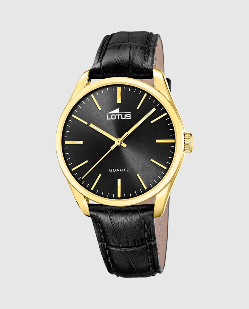Relógio 19067 4 Minimalist de Pele em Preto Preto-1