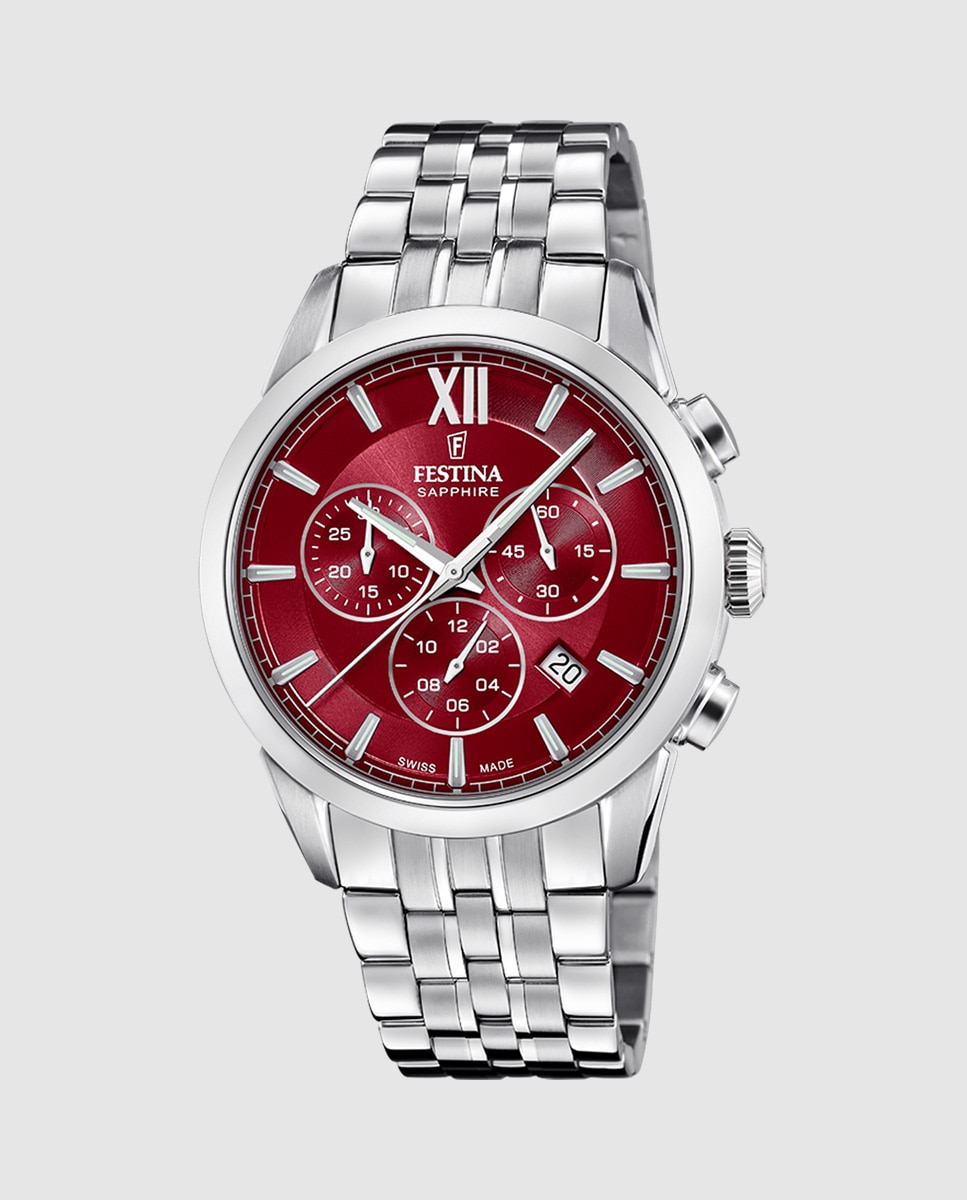 Relógio F20040/5 Chrono Swiss Made de Aço Prateado Prata-1