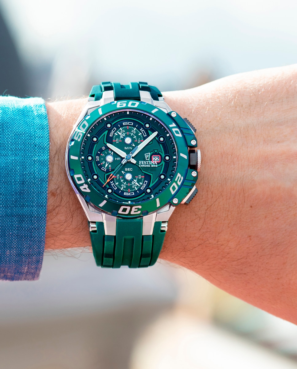 Relógio F20755/3 Chrono Bike de Borracha Verde Verde-4