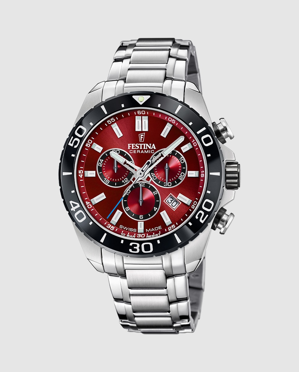 Relógio F20042/5 Chrono Swiss Made de Aço Prateado Prata-1