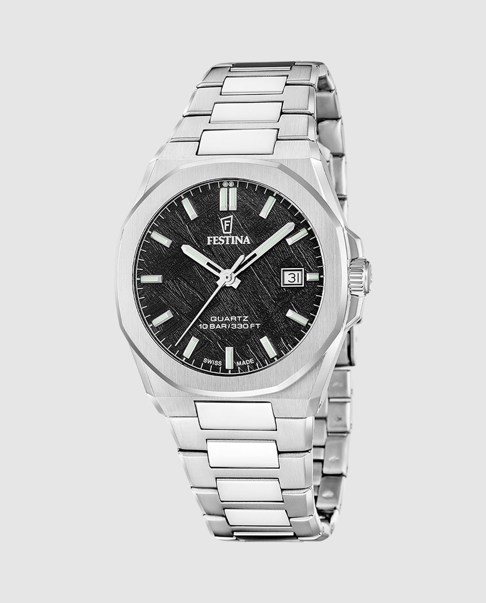 Relógio F20100/5 Swiss Made de Aço Clássico Prateado-1