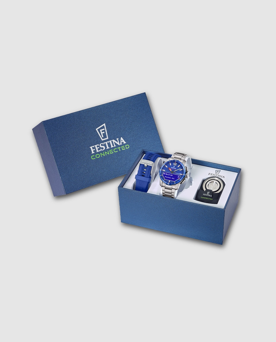 Relógio Smartwatch com Bracelete Adicional de Oferta F23000 G Connected de Titânio Prata-2