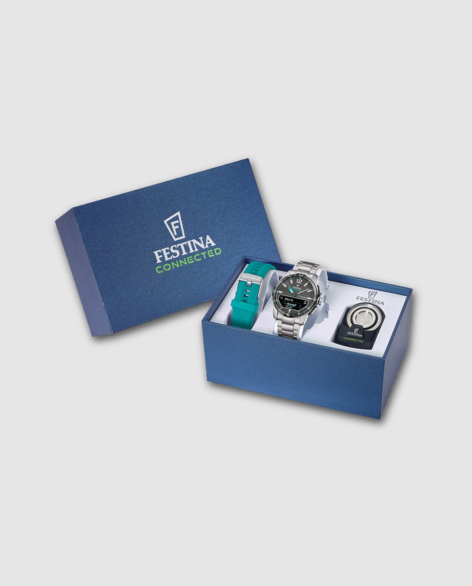 Relógio Smartwatch com Correia Adicional de Oferta F23000 J Connected de Titânio Prata-2