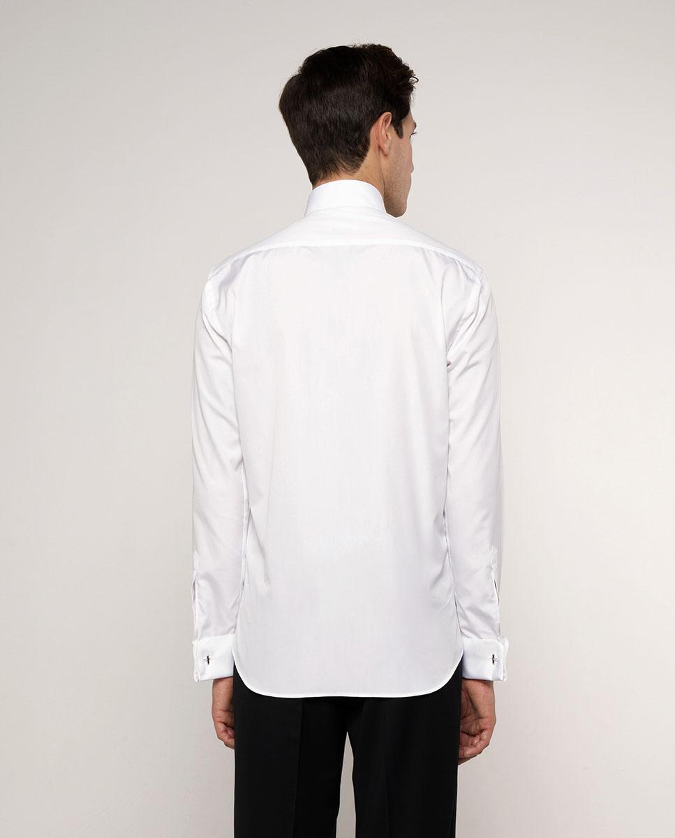 Camisa em Popelina Smoking em Branco Branco-2