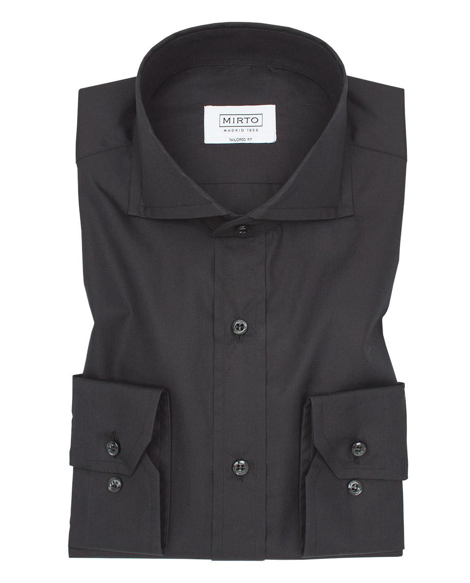 Camisa Regular Lisa Preto-4