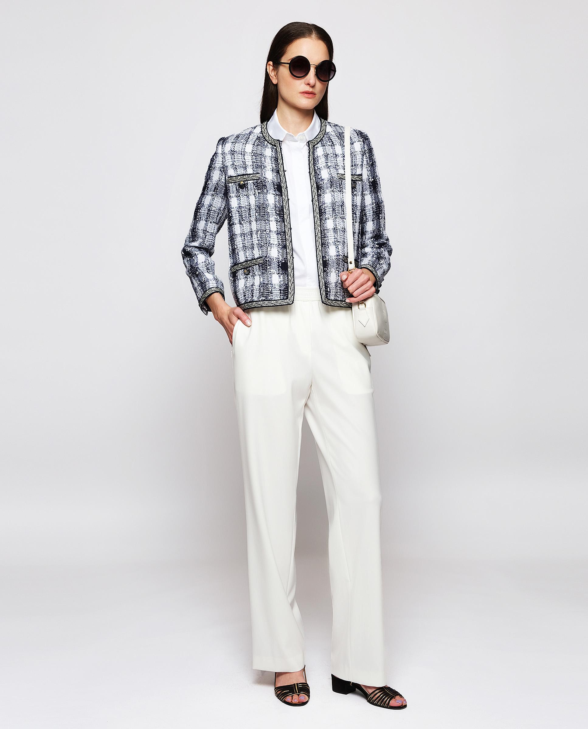 Calças com Corte a Direito Fluídas com Estampado Liso em Branco Branco-1
