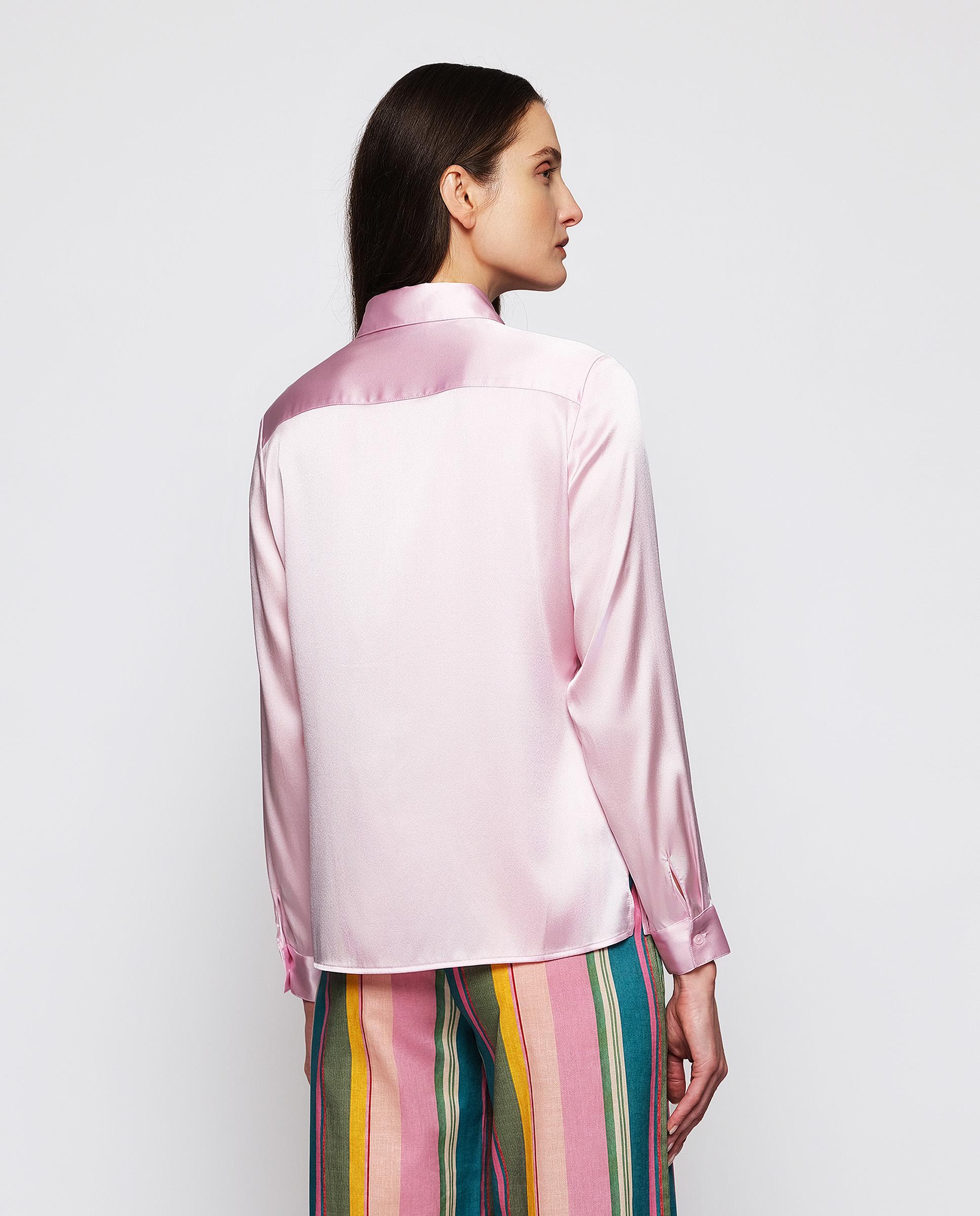 Blusa de Seda Elástica em Rosa Rosa-2