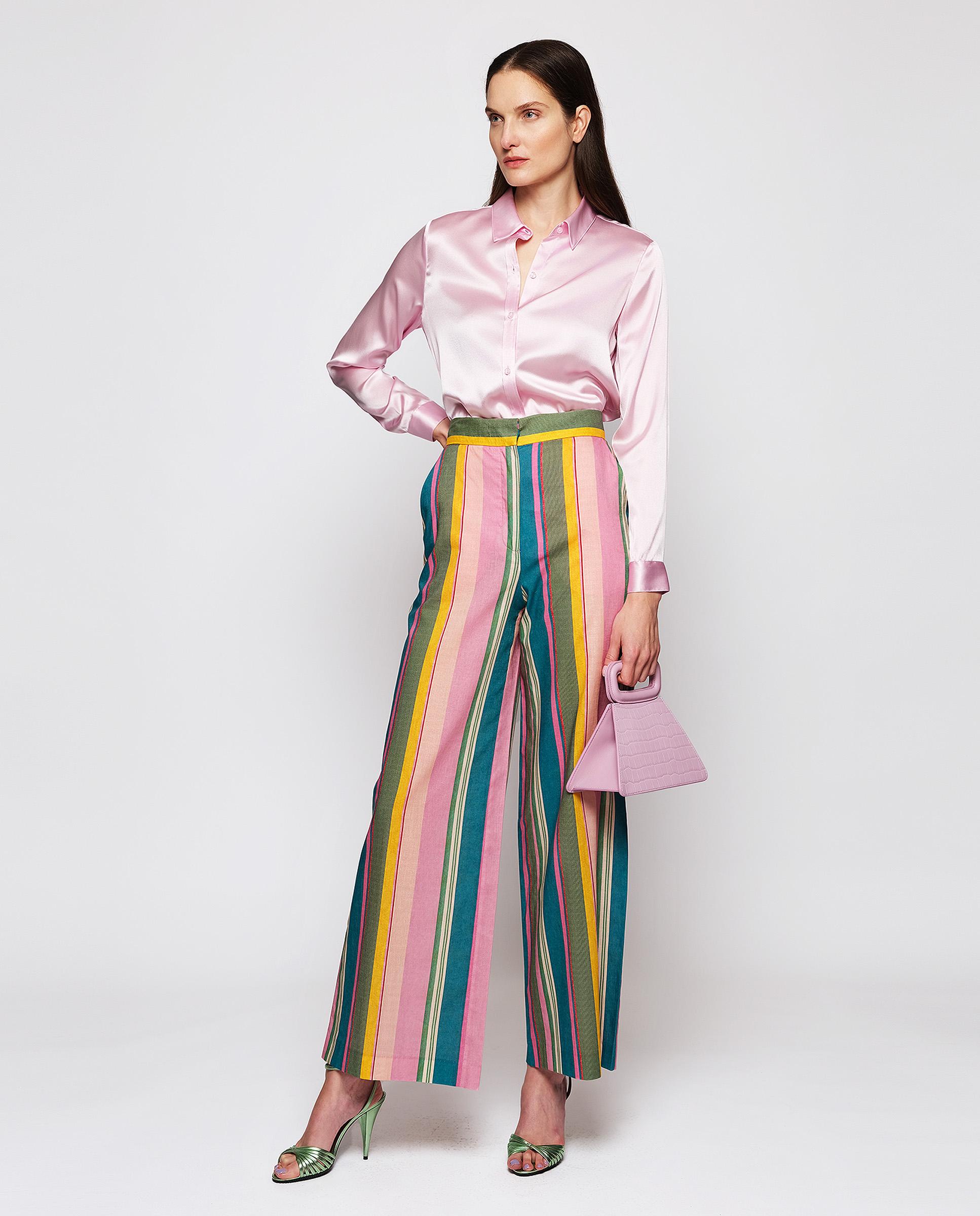 Blusa de Seda Elástica em Rosa Rosa-3