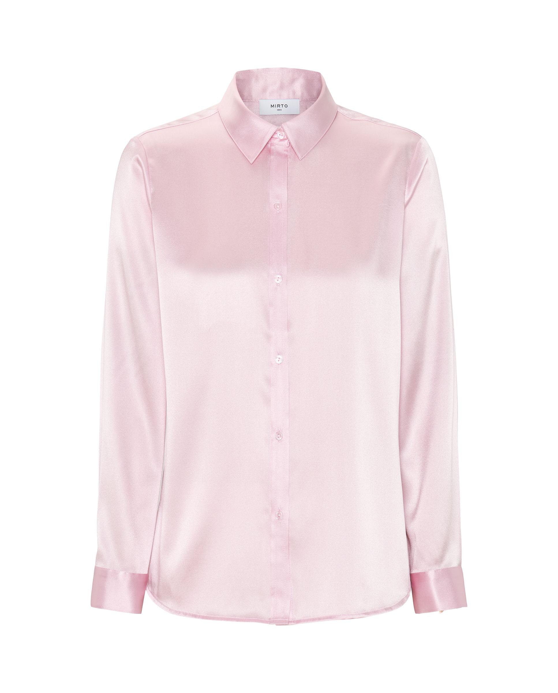 Blusa de Seda Elástica em Rosa Rosa-4