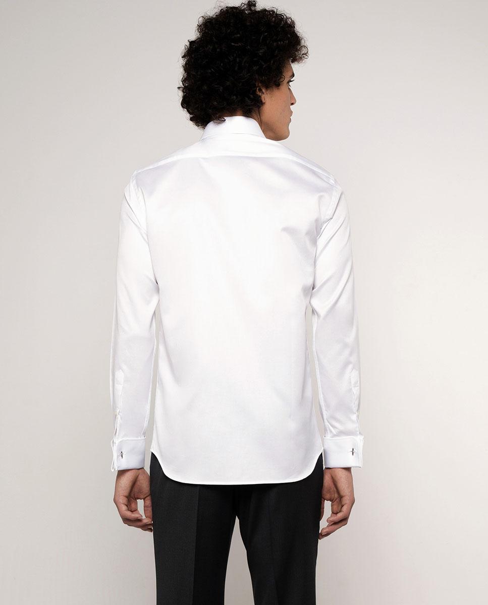Camisa Regular Lisa em Branco Branco-2