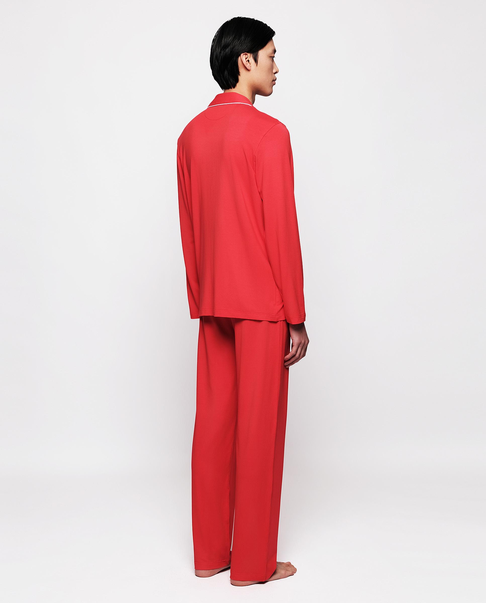 Pijama Comprido de Malha Modal em Vermelho Vermelho-2