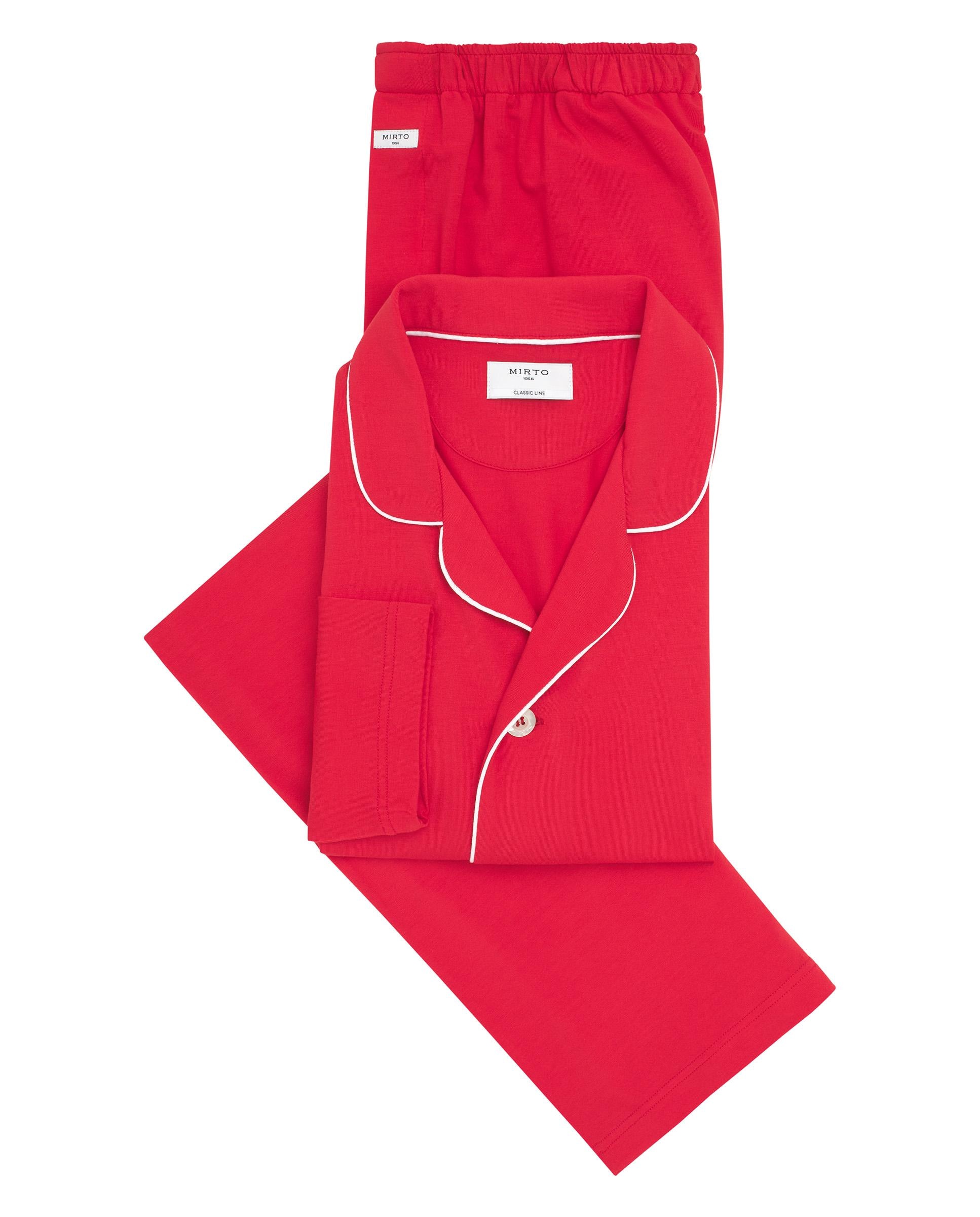 Pijama Comprido de Malha Modal em Vermelho Vermelho-3