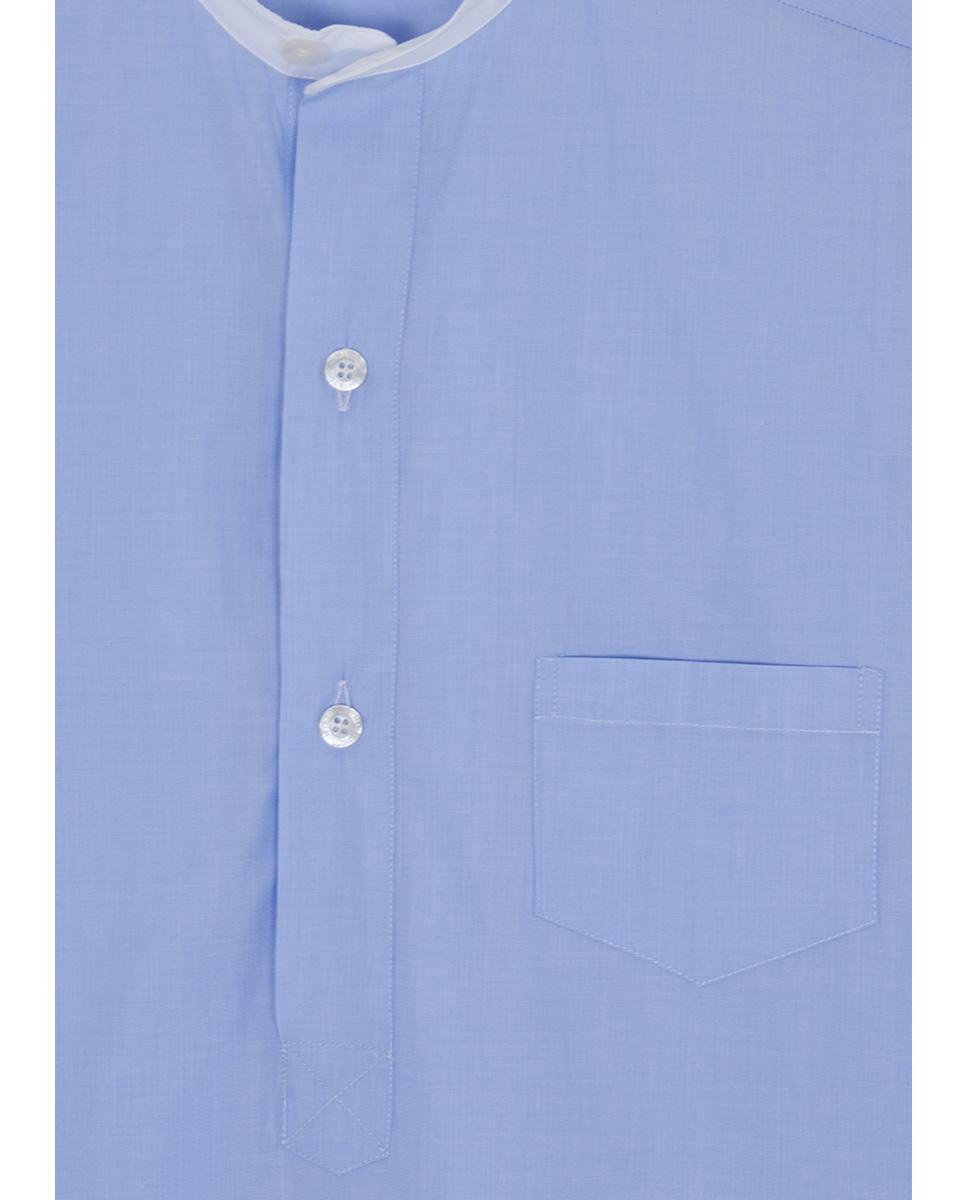 Camisola de Manga Comprida de Tecido Algodão Azul-claro-4