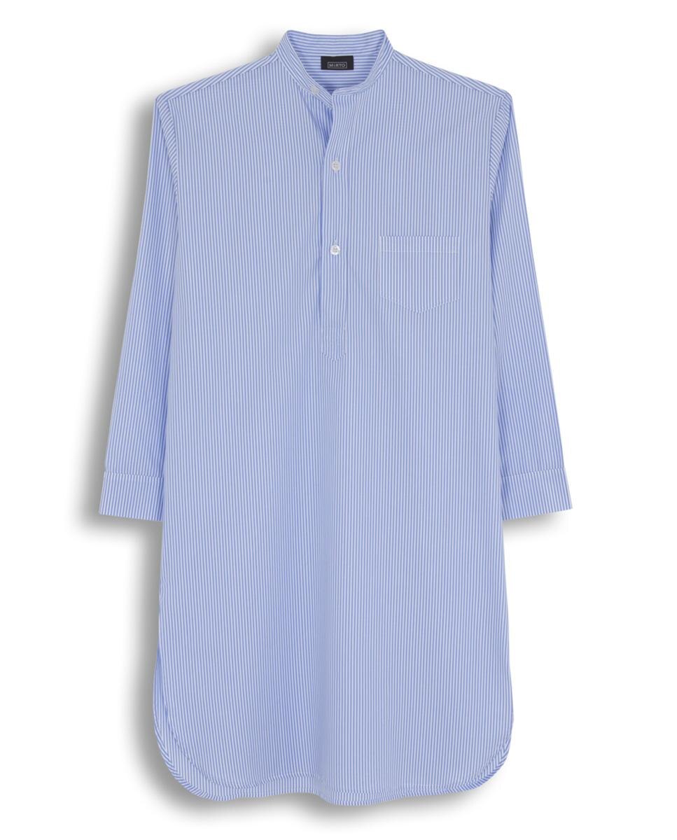 Camisola de Manga Comprida de Tecido Algodão Azul-2