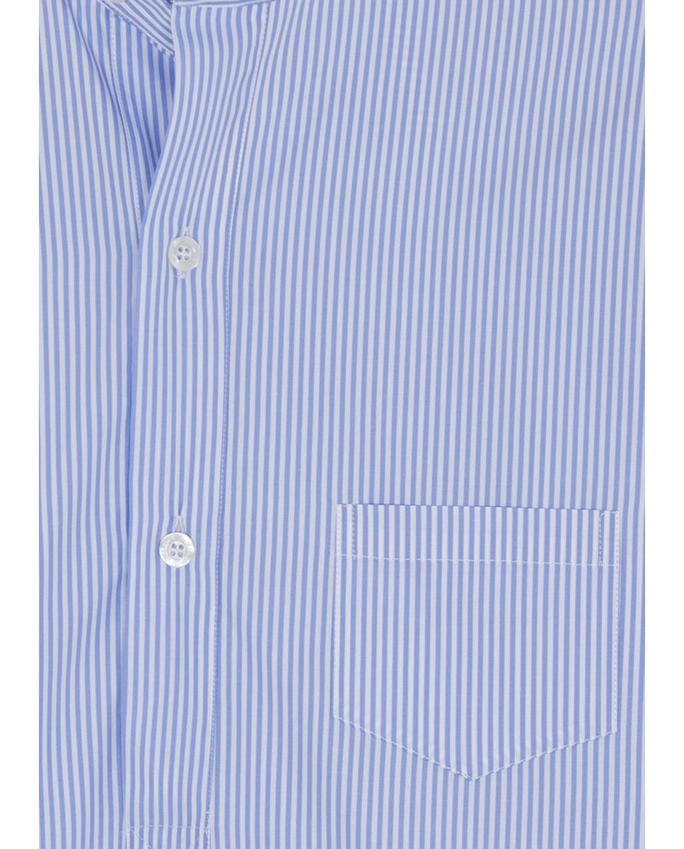 Camisola de Manga Comprida de Tecido Algodão Azul-4