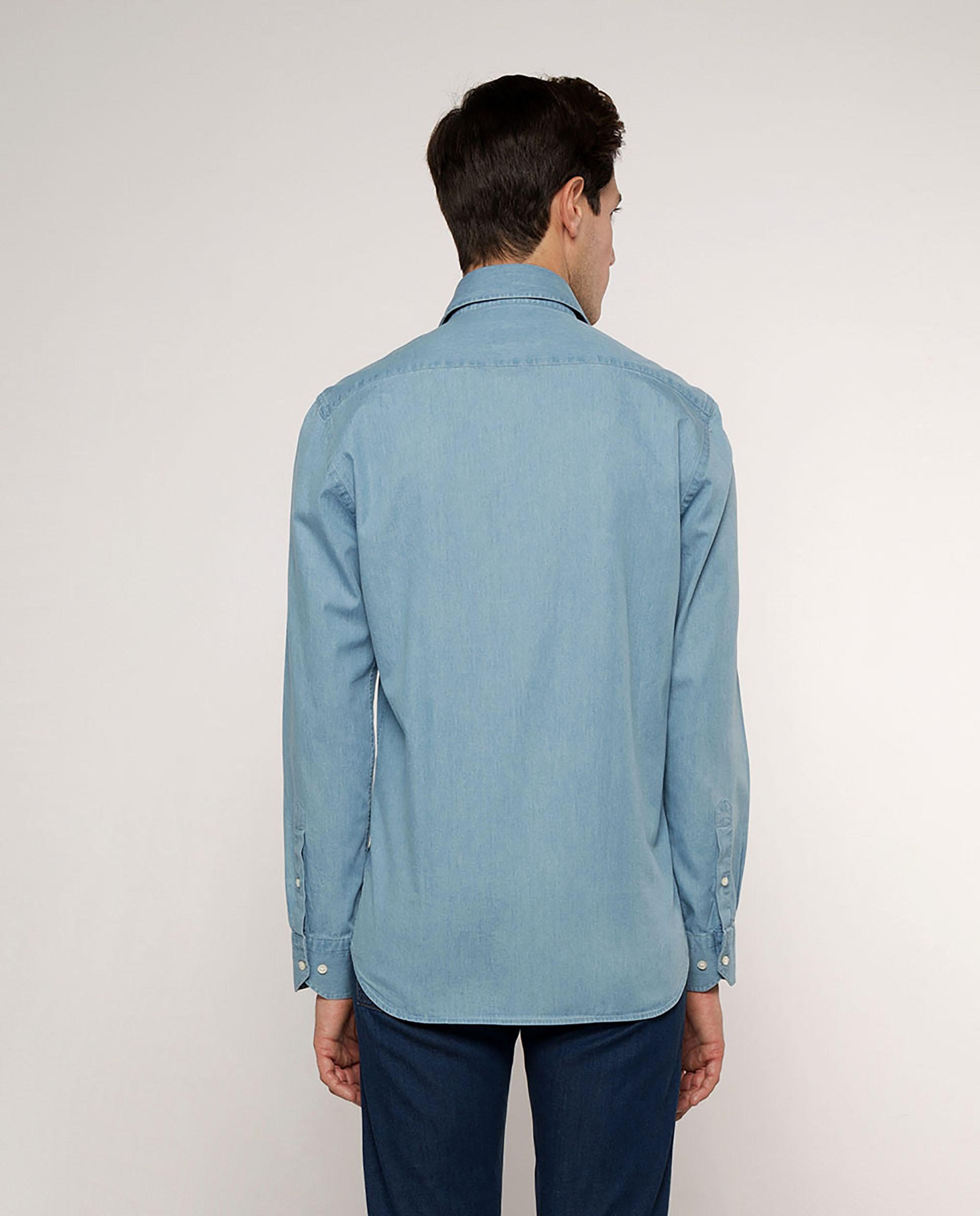 Camisa Sport Denim Semi-justa Azul-claro-2