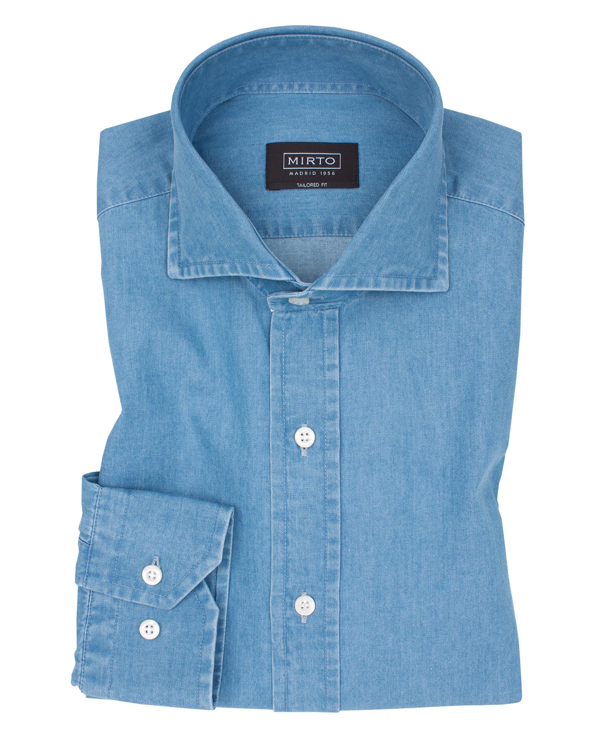 Camisa Sport Denim Semi-justa Azul-claro-4