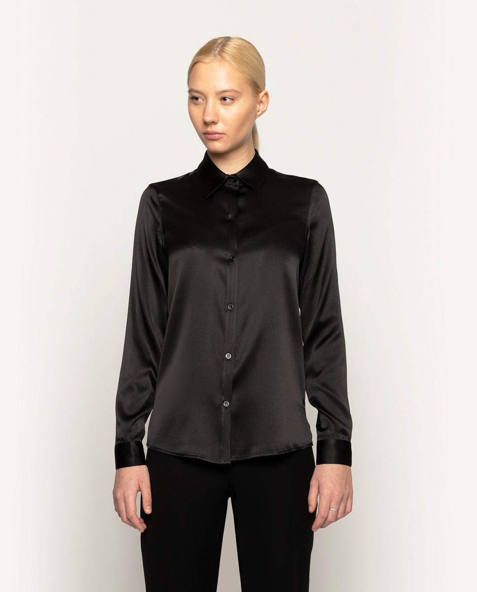 Blusa Lisa em Seda Elástica Preto-1