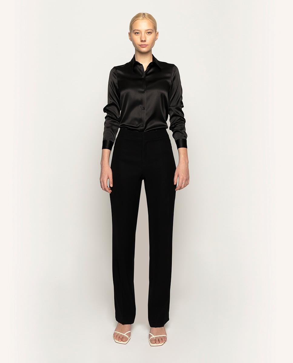 Blusa Lisa em Seda Elástica Preto-3