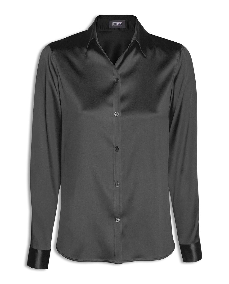 Blusa Lisa em Seda Elástica Preto-4