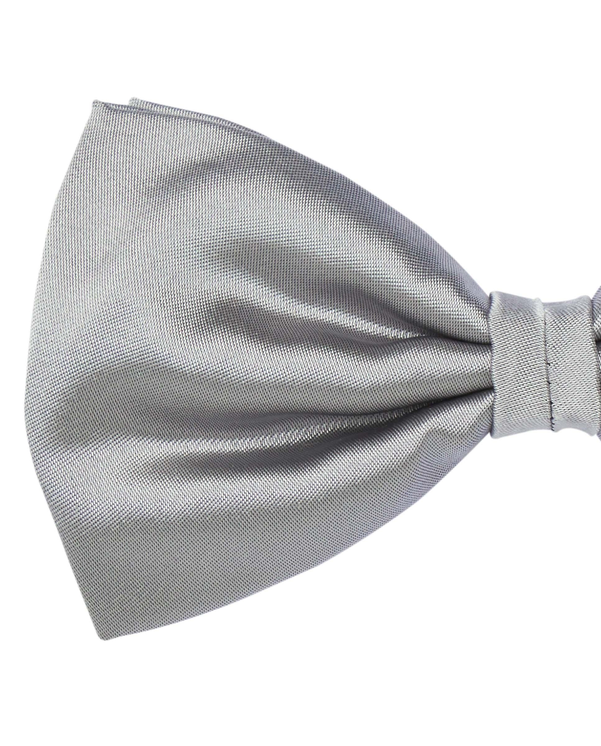 Gravata de Laço em Twill de Seda Cinzento-claro-2