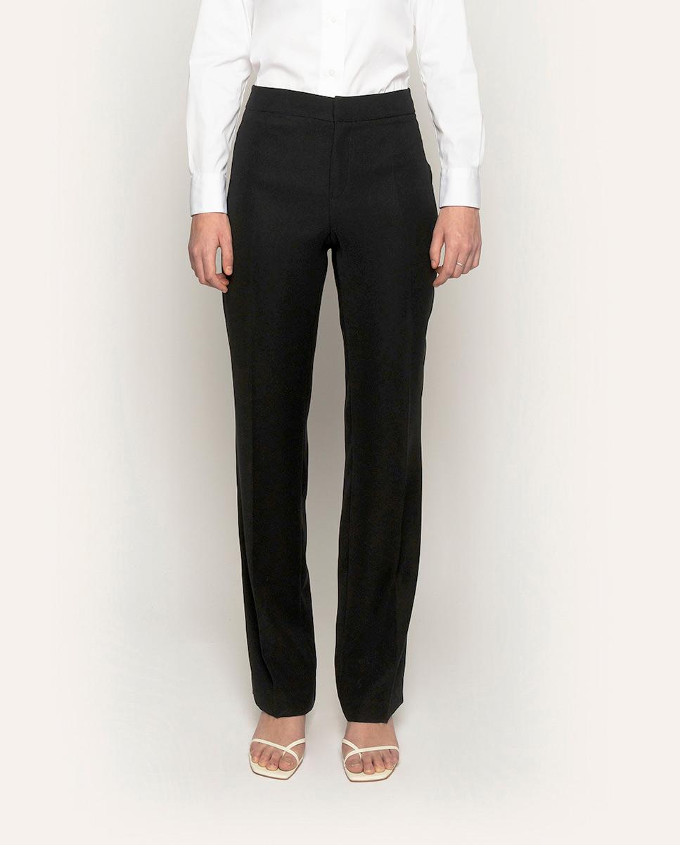 Imagem 0 de Calças com Corte a Direito de Crepe em Preto