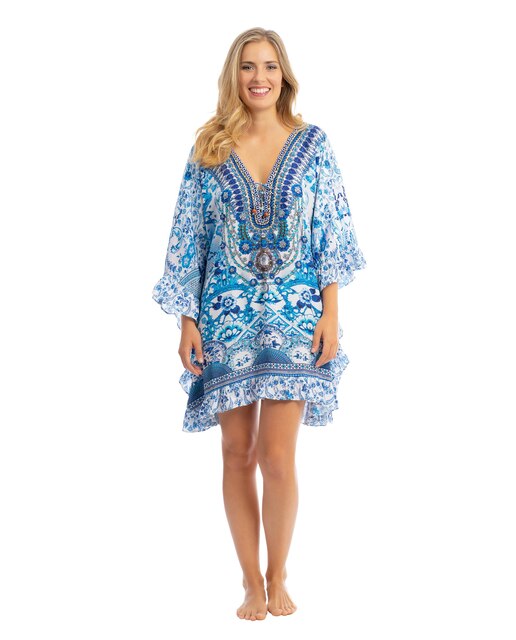Kaftan de Manga A 3/4 com Estampado Paisley