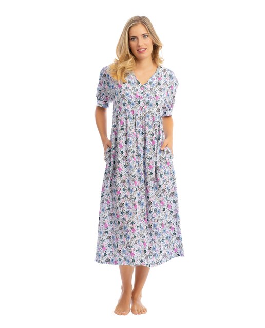 Vestido de Casa Comprido com Estampado Floral