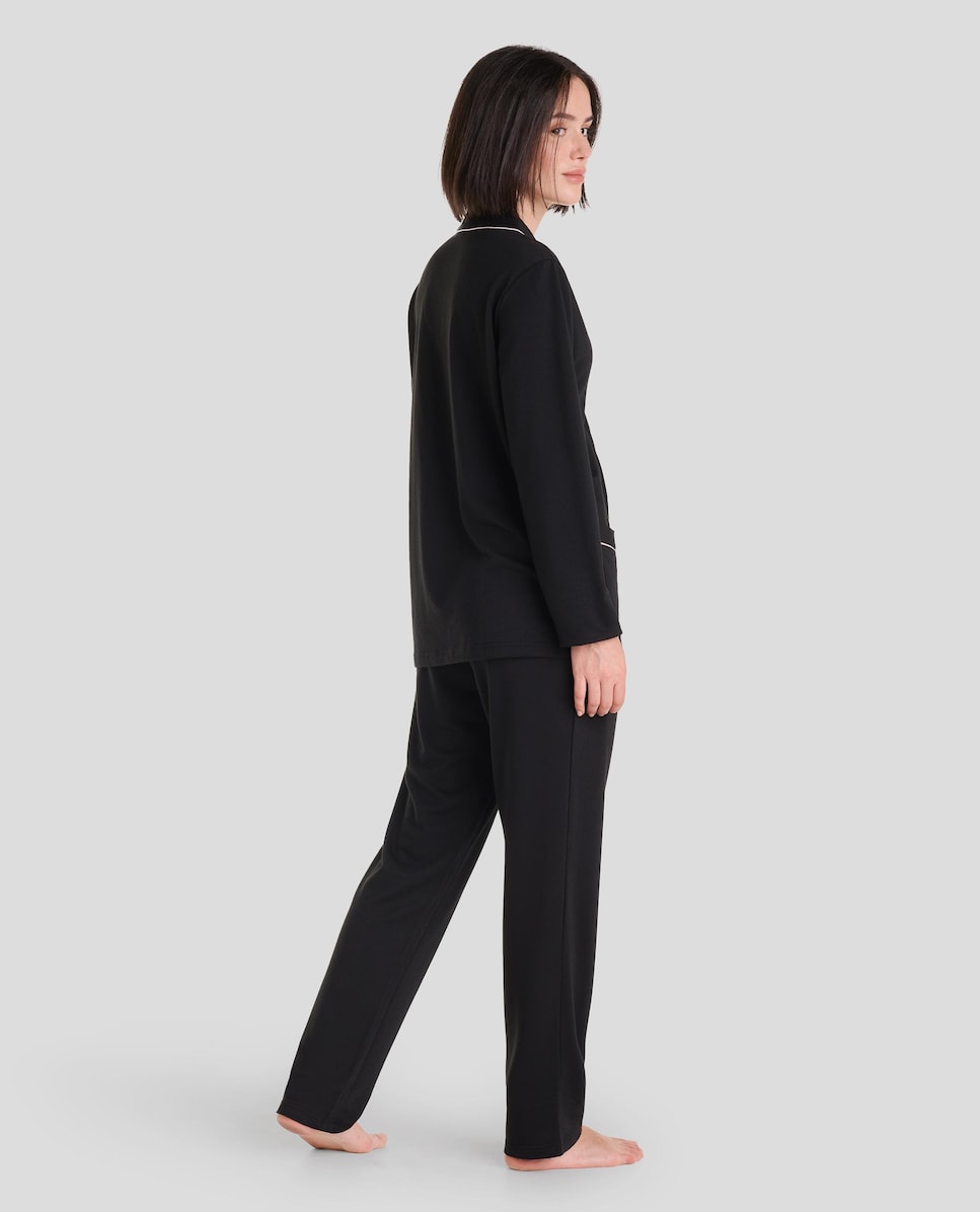 Pijama Liso com Botões Preto-2