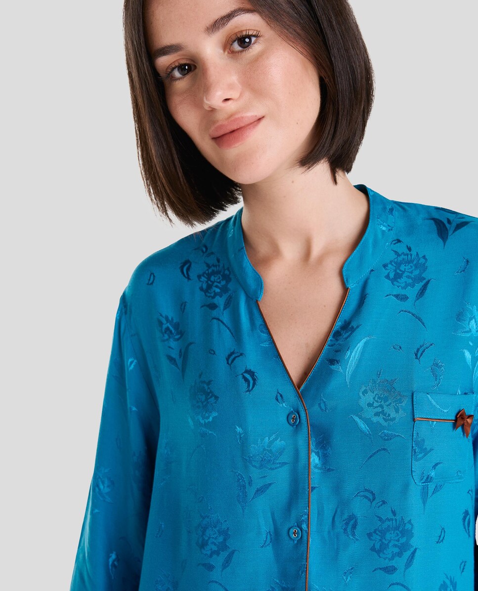 Pijama Estampado com Botões Azul-4