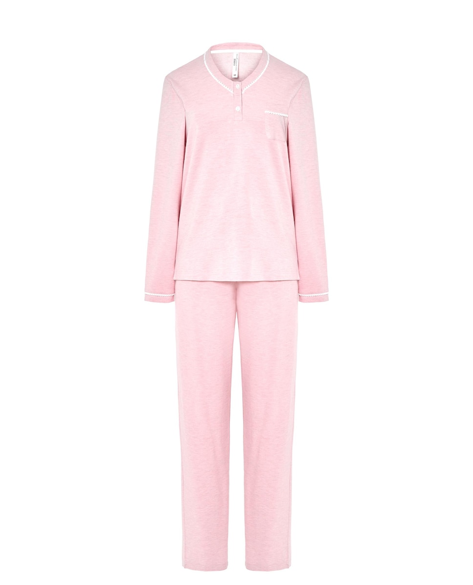 Pijama Comprido Liso Rosa-3