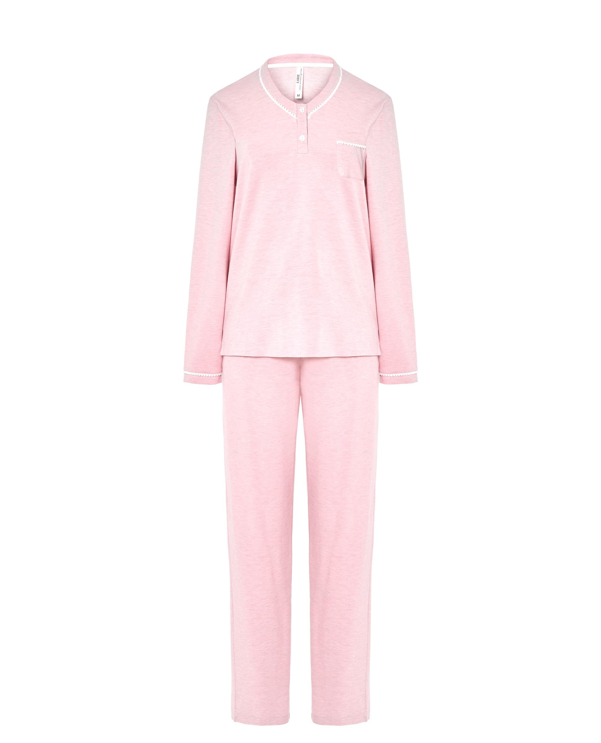 Pijama Comprido Liso Rosa-3